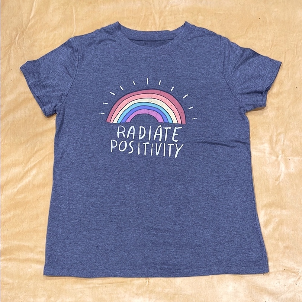 Gray Tee with Rainbow Design